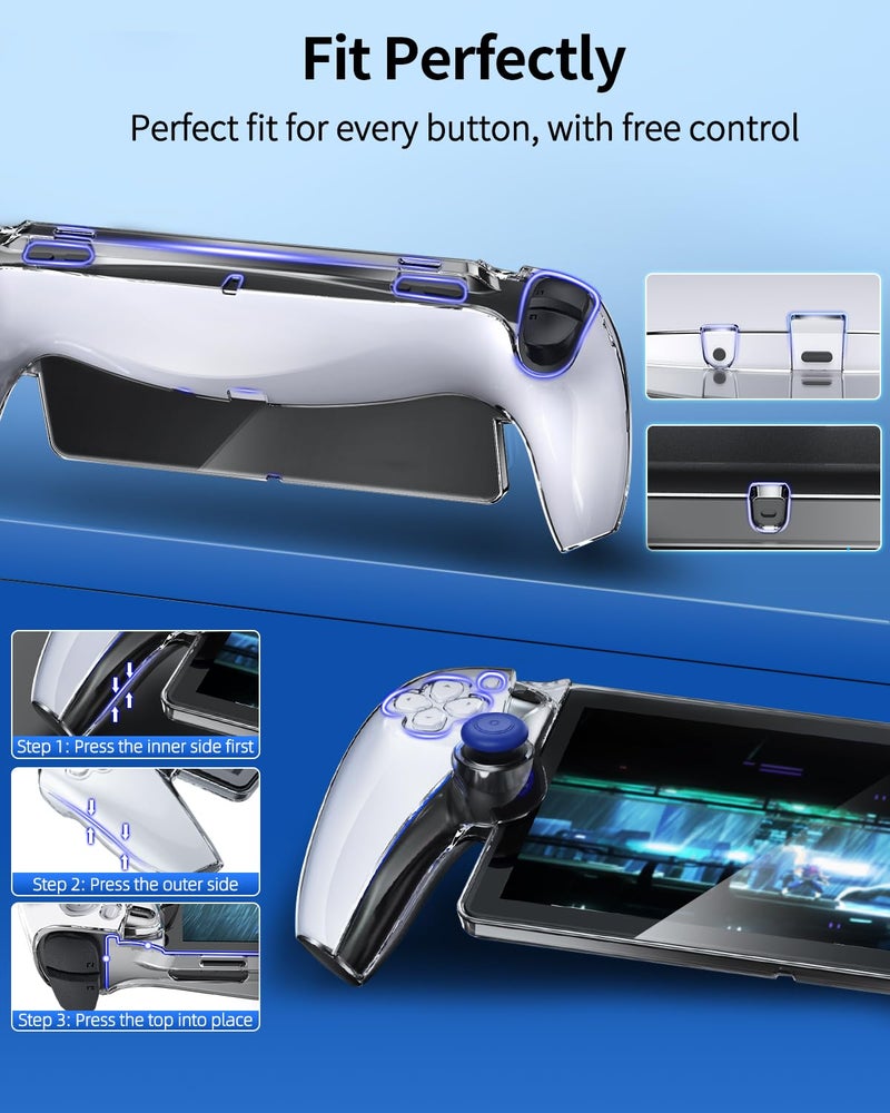 FYOUNG 3 in 1 Accessories Bundle for Playstation Portal, Carrying Case & Hard PC Clear Cover Skins Set with Screen Protector, Protective Shell Portable Travel Handbag for PS5 Portal Remote Player - Image 3
